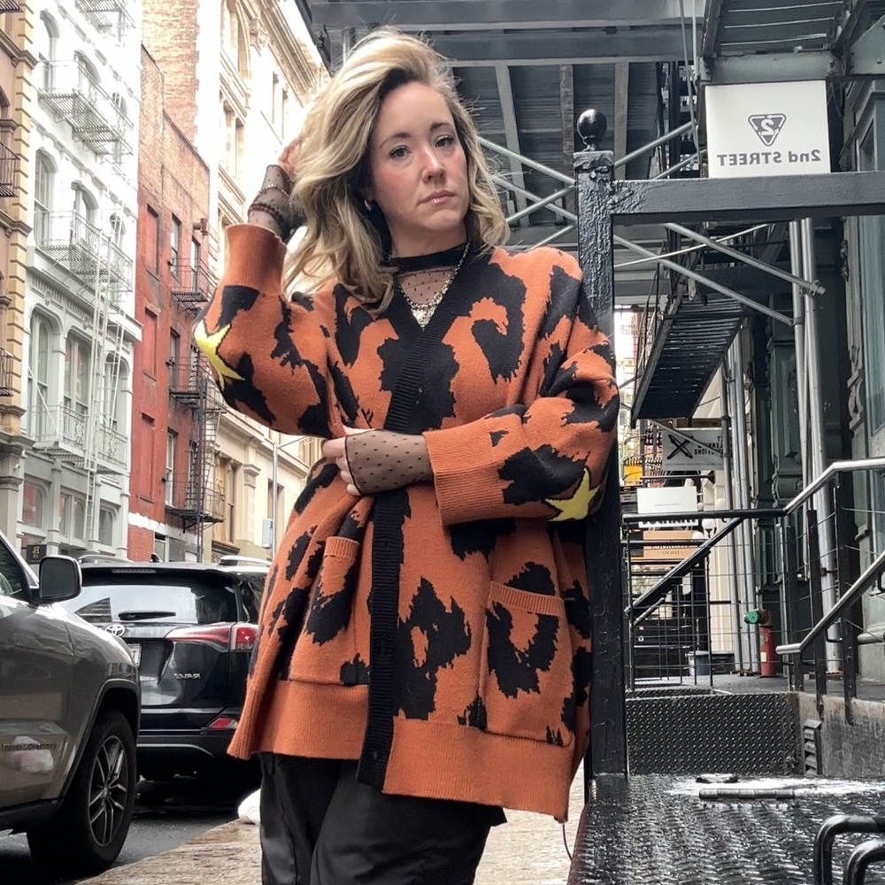 Dressed In LALA Leopard Print MEOW Cat Sweater - Picture 3 of 6